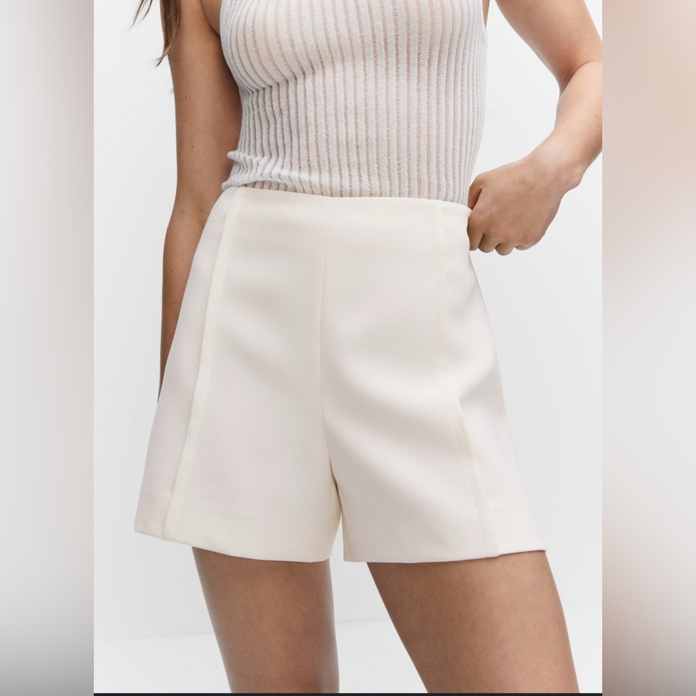 Mango High Waist Shorts ivory Xs